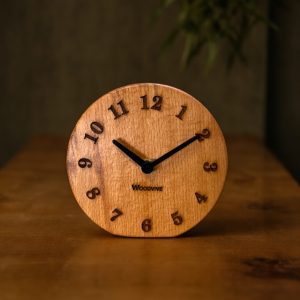 Yuvarlak Ahşap Masa Saati - El Yapımı, 4x14x14 cm, D002 - Woodvive