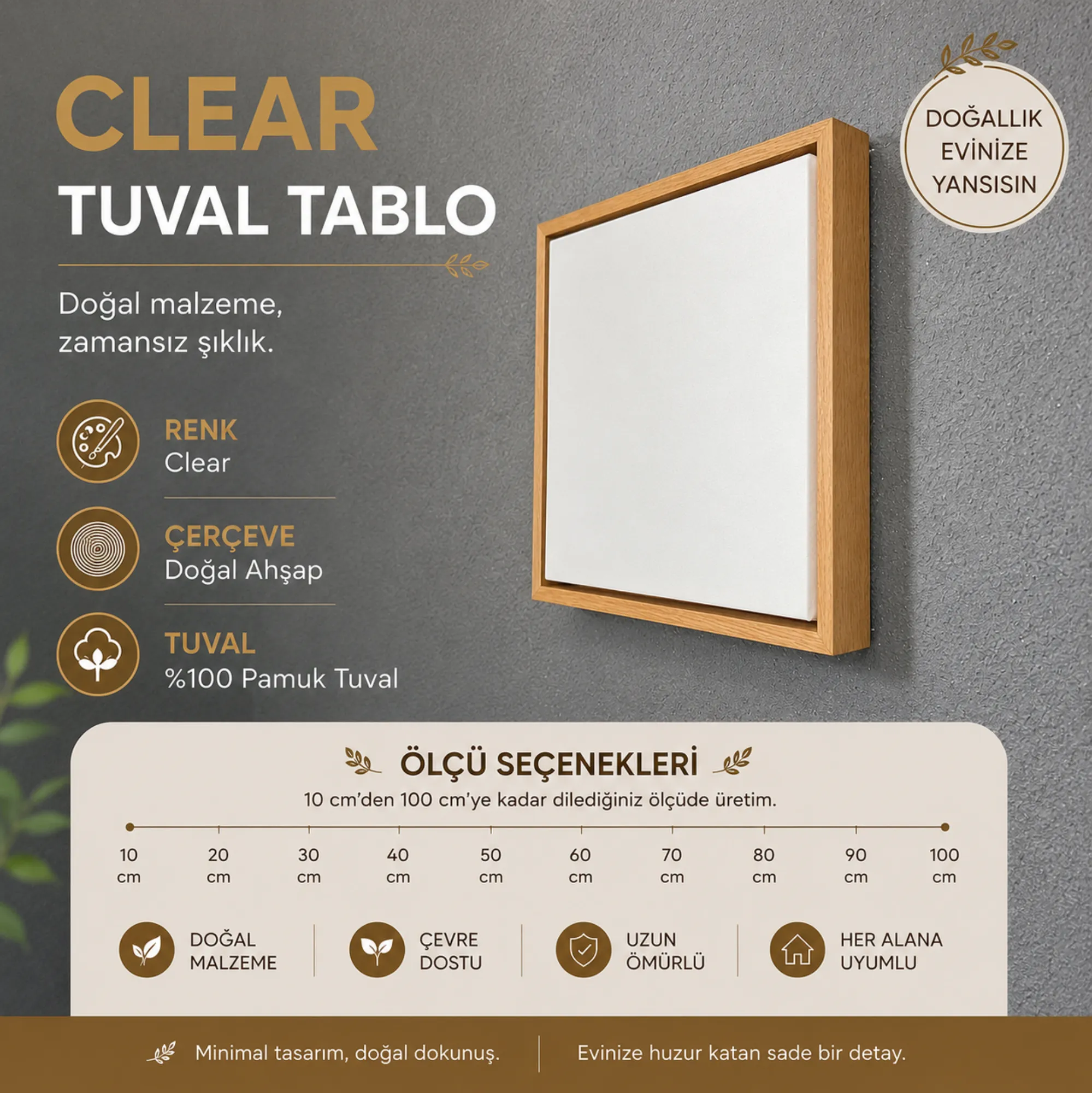 Ahşap çerçeveli tuval, renk clear