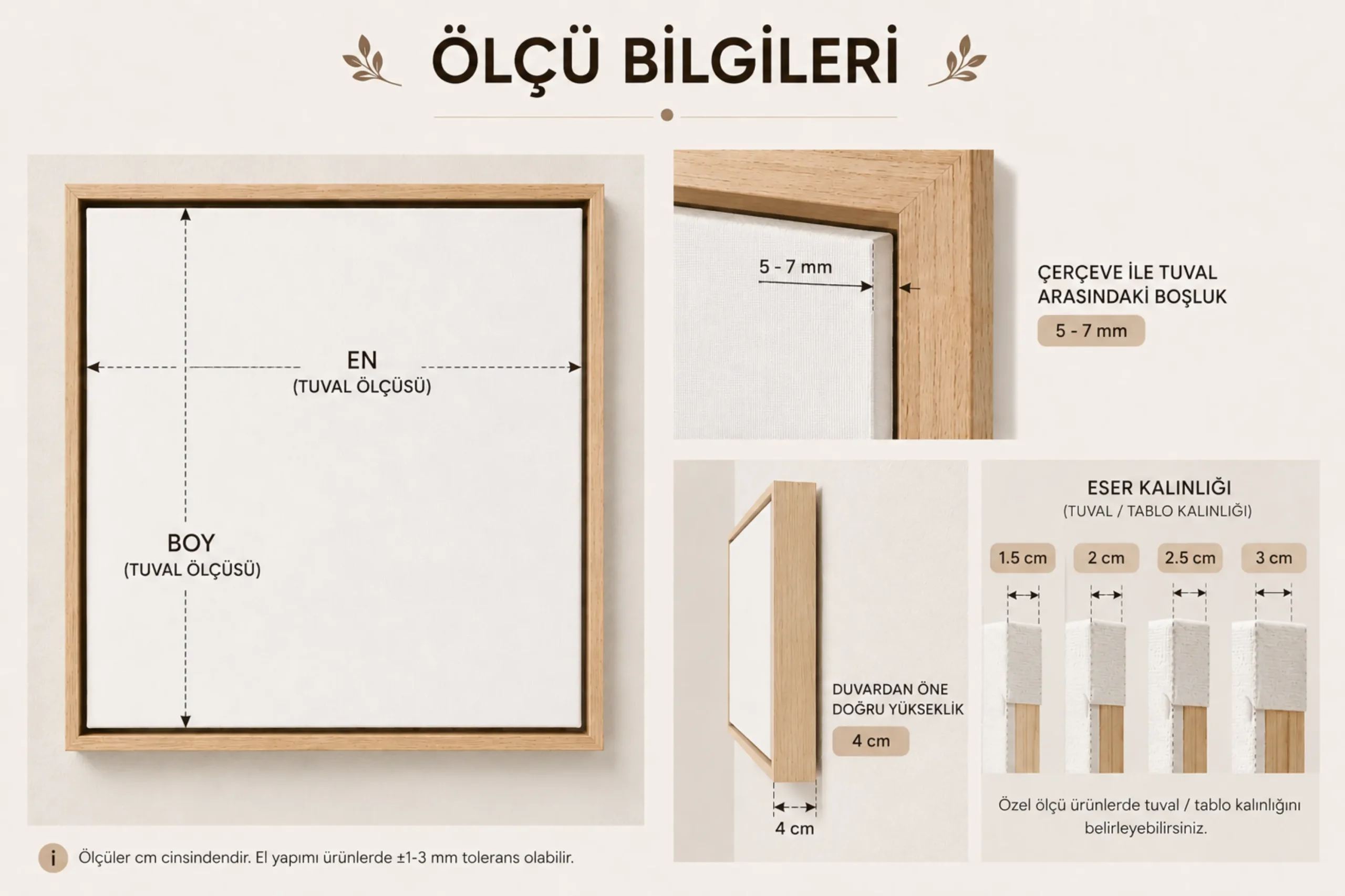 çerçeve özel ölçü bilgisi