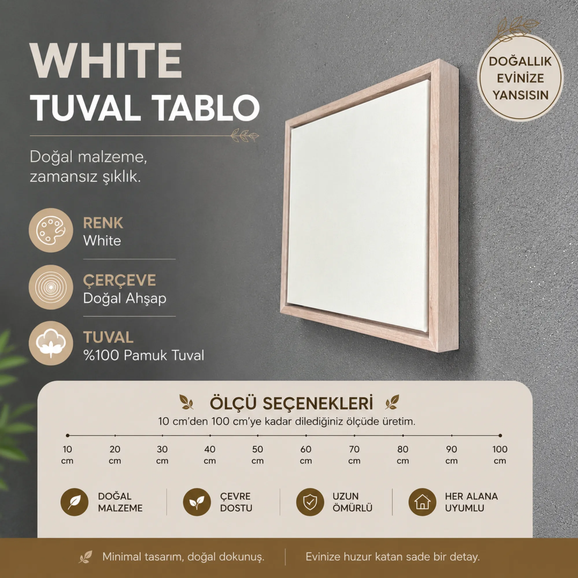 Ahşap çerçeveli tuval, renk white