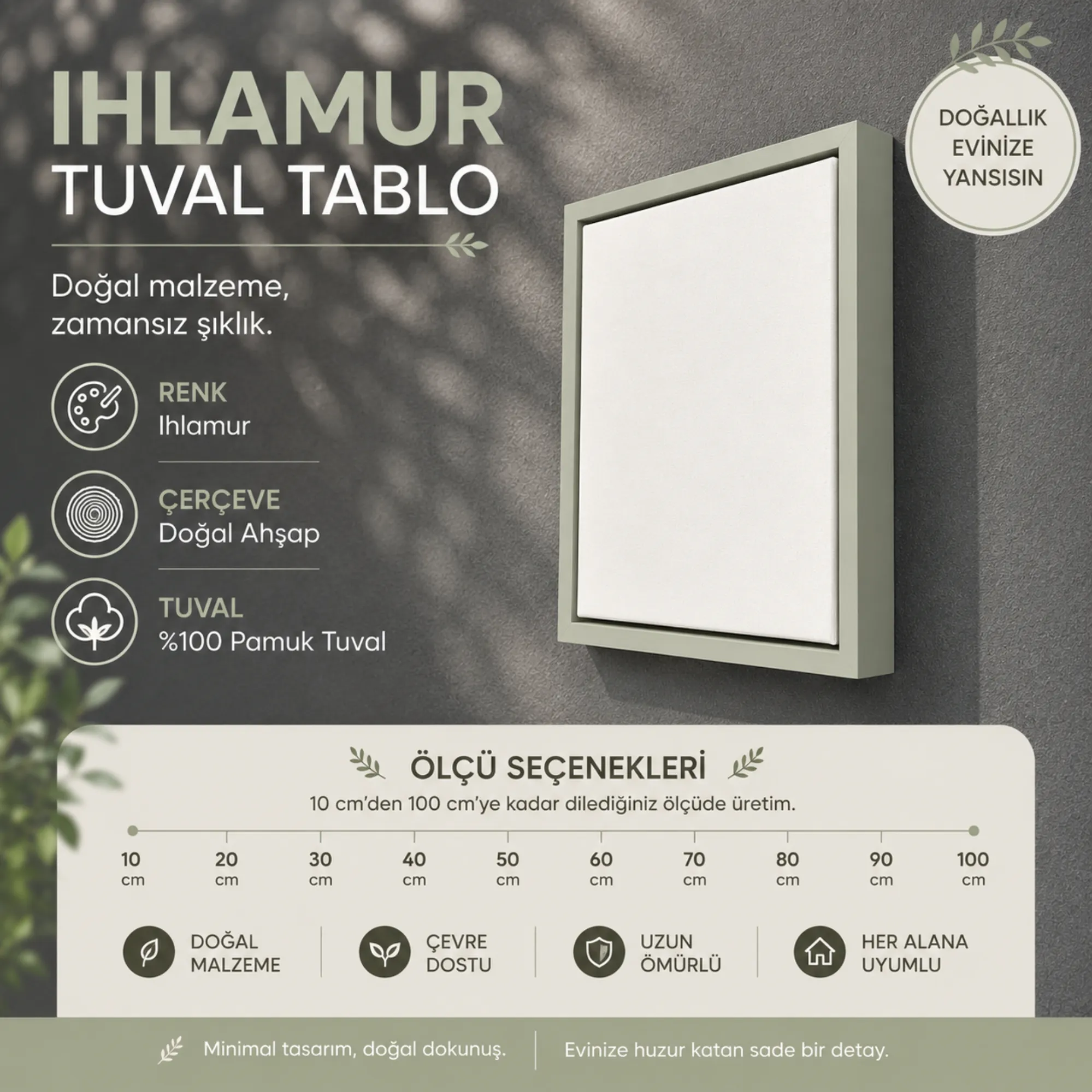 Ahşap çerçeveli tuval, renk ıhlamur